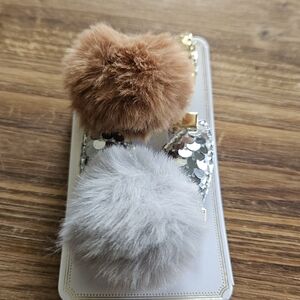 Fluffy Brown and Gray Hair Clips